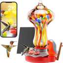 Glass Smart Hummingbird Feeder with 2K HD Camera Solar Powered - AI Identify & Water Detection, Instant Notification, Leakproof & Ant Moat, Work with Alexa & Google Assistant (Mushrooms)