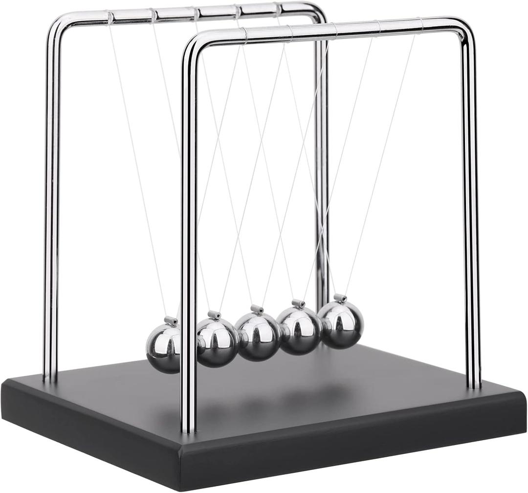 QLKUNLA Newtons Cradle Balance Balls Science Physics Gadget Desktop Decoration Kinetic Motion Toy for Home and Office (Beech,5 Balls)