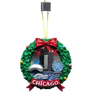 Chicago Wreath Sparkle Hanging Ornament