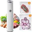 THETCHRY Vacuum Sealer, Handheld Compact Vacuum Sealer, Vacuum Pump for Food Fresh & Save Meal Prep Sous Vide, Portable Cordless Vacuum Machine, with 10 Reusable Vacuum Bags