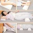 2PCS Knee Pillow for Sleeping, Half Moon Bolster Pillow for Neck, Legs, Ankle Foot & Knee Support, High Density Foam for Leg Elevation (19.6''x6.7''x3.5'', 19.6''x7.8''x4.3'')
