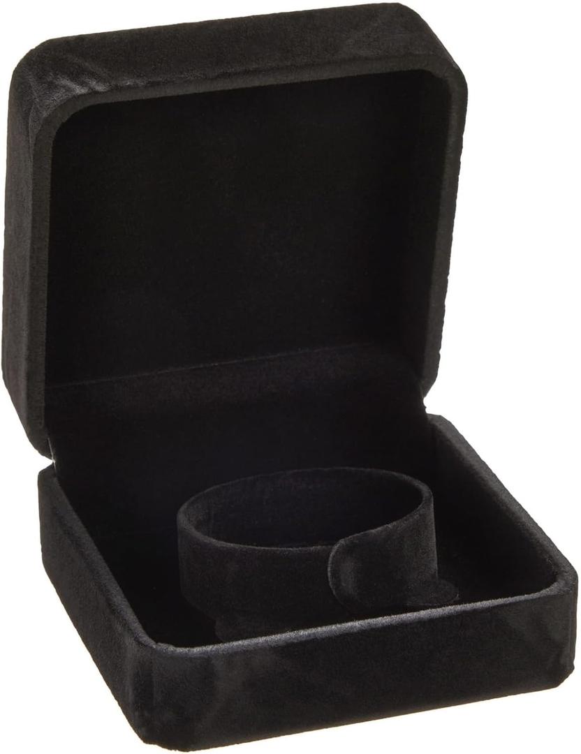 Small Velvet Jewelry Gift Box for Women, Bracelets, Rings, Earrings, Necklace (Black, 3.5 x 3.5 x 1.9 In)