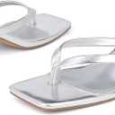 Goderci Kitten Flip Flop Thong Low Heels for Women Square Open Toe Slip On Heeled Sandals, Size 9