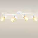 HiBay 4-Light Track Lighting White, Adjustable Modern Ceiling Light Fixture w/Glass Shades, Flush Mount Ceiling Wall Spotlight Indoor for Bathroom, Kitchen, Living Room, E12 Base, No Bulbs