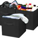 3 Pcs Storage Cubes, 10.5 Inch Collapsible Storage Bins, Fabric Foldable Bins for Organization, Durable Storage Bins for Closet, Shelves, Offices (Black)