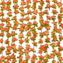 BLEUM CADE 2Pcs 16.4Ft Flowers Garland Artificial Rose Vines for Bedroom, Cute Fake Hanging Flower Vines Floral Garland Decorations for Wedding Party Wall Room Decor Aesthetic (2 Pcs, Orange)