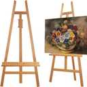 Heavy Duty A-Frame Wood Easel Stand - Adjustable Studio Easel Holds Large Canvas, Mirror, Wedding Sign Up to 90 Inches, Floor Display Easel for Artists & Events, Natural Beechwood, 58.7 inches