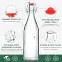 8 Pack [1 L / 33 fl. oz.] Swing Top Glass Bottles w/ Airtight Stopper Lids Flip Top Brewing Bottle for Fermentation, Kombucha, Mead, Vinegar, Beer, Kefir, Wine, Soda With 8 Extra Seals & 2 Pourer