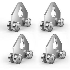 4 Wheel Trolley Assembly Roller Trolley - Use with 1-5/8" Wide and All 1-5/8" or Taller Strut Channel (Silver-4 Pack)
