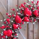 Idyllic 20 Inch Heart-Shaped Berries Front Door Wreath, Red Round Wreath for Wedding and Holiday Home Decor, Farmhouse Decorations, Mother's Day Wreaths for Front Door
