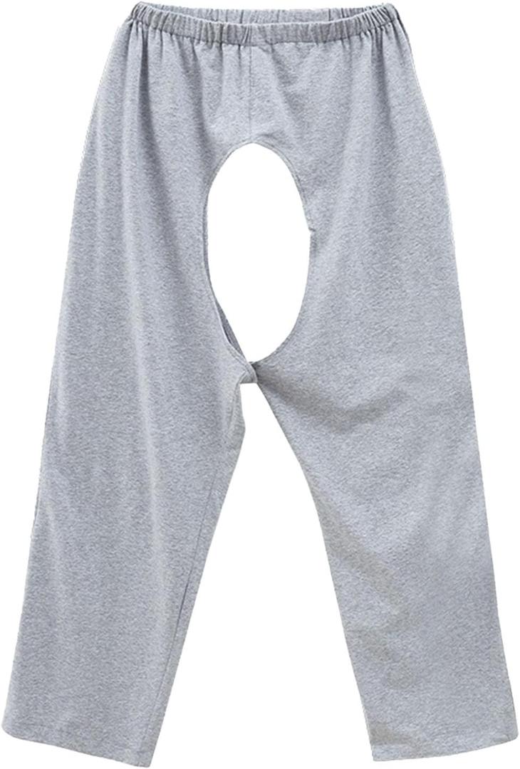 Tear Away Open Crotch Pants for Bedridden Patients Paralyzed Men Women Stretchy Soft Breathable Urine Incontinence Underwear XXL Elderly Care Post Surgery Adult Diaper Pants