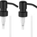 Stainless Steel Black Soap Dispenser Pump,28MM Soap Pump Replacement for Sanitizer, Lotion, Shampoo, Conditioner (2 Pack)