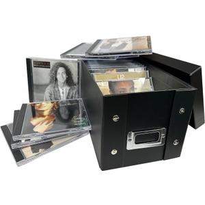 CheckOutStore CD Jewel Cases Storage Box - Organize and Protect Your Music Collection - Holds 29 CDs - Easy Assembly - Sleek and Modern Design (Pack of 2)