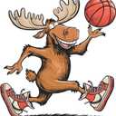 Family Vibrant Cartoon Wall Decal Decoration Basketball Moose Playing Fun Character Kids Holiday Gift Lasts Years and Easily Removable - Size: 40 in(W) x 40 in(H)