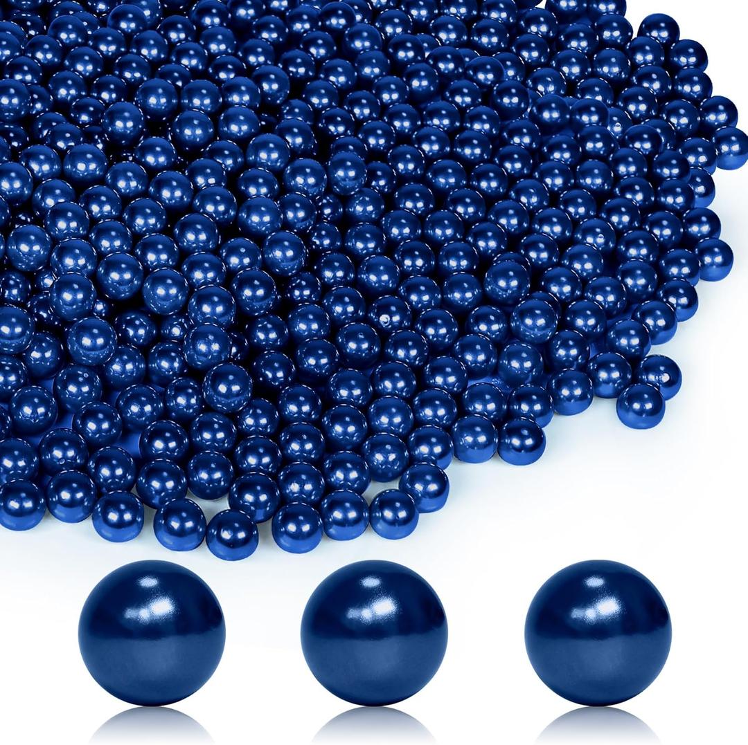 2800Pcs Navy Blue Vase Filler Pearl Beads for Crafting 6mm Beads No Holes Decor Suitable for Wedding Decor, Party Decorations, Centerpiece Table Decorations