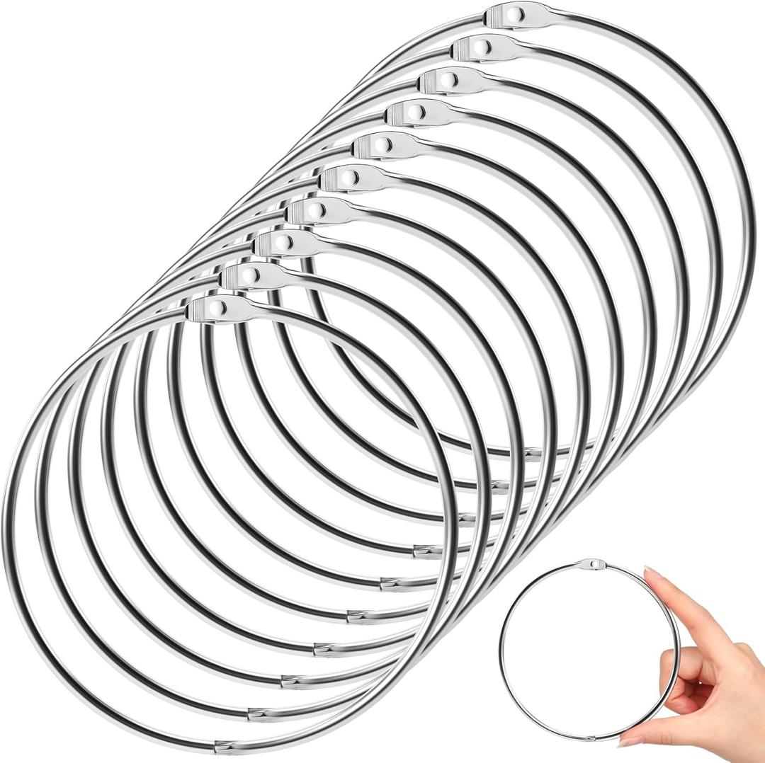 MorningRo 10 Pack 4 Inch Loose Leaf Binder Rings Extra Large Nickel Plated Steel Book Keychain Key Metal Rings for Home Office Index Cards Receipts Memos Photos Files DIY Craft Supplies