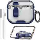 for AirPods Pro 3 Case (2025) with Phone Stand & Cleaner Kit, Cute Soft Silicone Cover for AirPods Pro 3rd Genera case with Keychain for Women Men with Keychain for Airpod Pro case(2025) Dark Blue