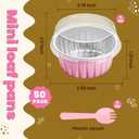 NPLUX 5 OZ Mini Loaf Pans with Lids Mini Cake Pans Baking Cups Disposable Ramekin for Cupake Pudding Party Wedding Birthday Mothers Day Party Favors(50 Pack, Pink)