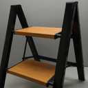 HBTower Step Ladder,Lightweight Aluminum Folding Step Stool with Anti-Slip Wide Pedal,330lbs Capacity Step Ladder for Household,Kitchen,Office - BlackWoodgrain