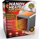 Ontel Handy Heater Pure Warmth 1200W Personal Ceramic Space Heater With Adjustable Heat - Portable, Quiet & Energy Efficient Small Space Heater for Bedroom, Office, Garage & More