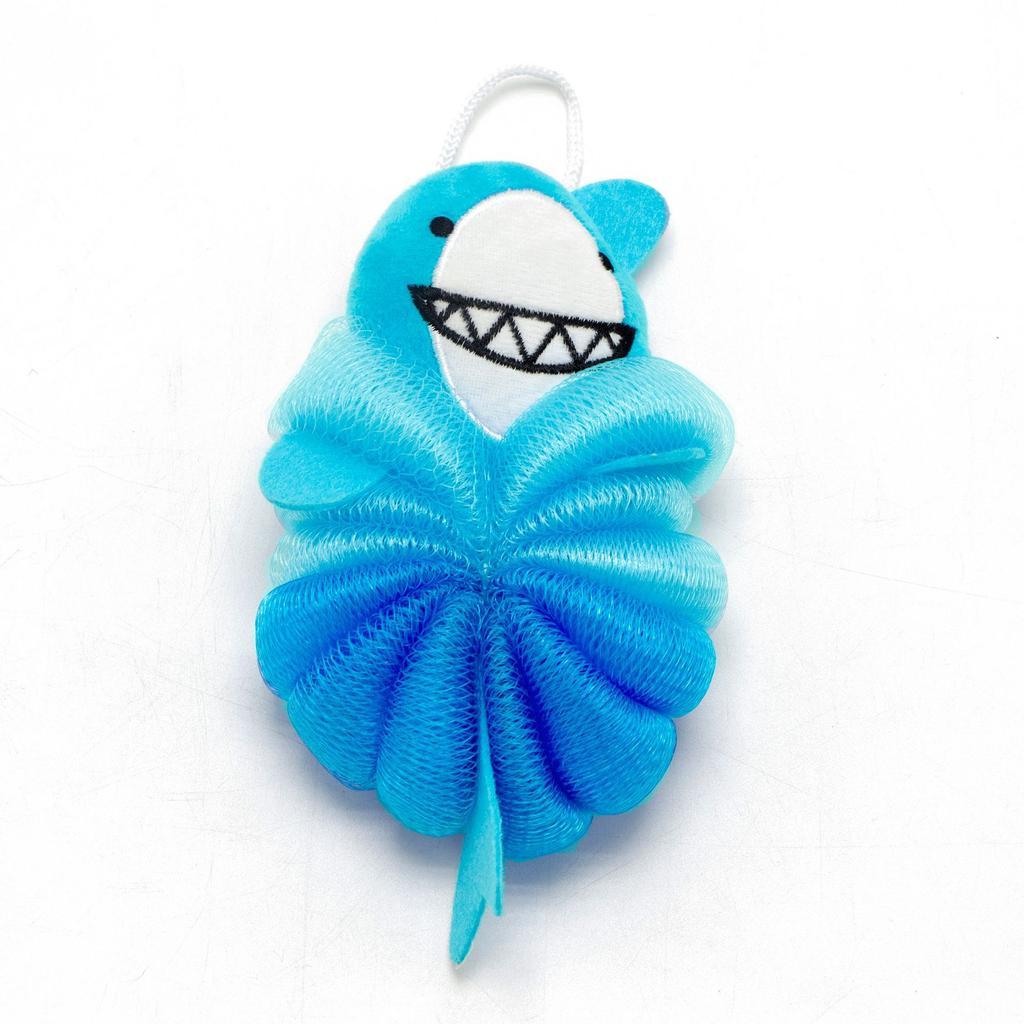 Cute Shark Kids Bath Loofahs Balls for Baby Girls Boys Mesh Shower Ball Pouf Exfoliating Bath Sponge Body Cleaner Bath Accessories (Blue Shark), 7 Pack