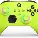 W&O Wireless Controller Compatible With Xbox One, Xbox Series X/S, Xbox One X/S, PC, With RGB LED Light, Mappable Buttons, 3.5mm Headphone Jack, With 2.4GHZ Wireless Adapter Gamepad (Electric Volt）