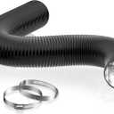 HG Power 8 Inch Air Ducting, 8 Feet Long Flexible Aluminum Dryer Vent Hose, Three Layer Protection Dryer Hose with 2 Clamps for HVAC Ventilation Heating Cooling Exhaust (Black)