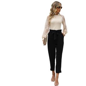 Fancyinn Women's 2 piece Black and Apricot Shirt Size L