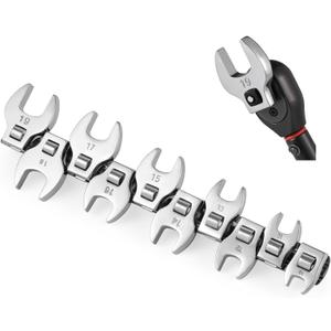 Crowfoot Wrench Set, Crows Foot Wrench Set 3/8 Drive with 10 Pieces Metric Crowfoot for Automotive Repair (Metric)