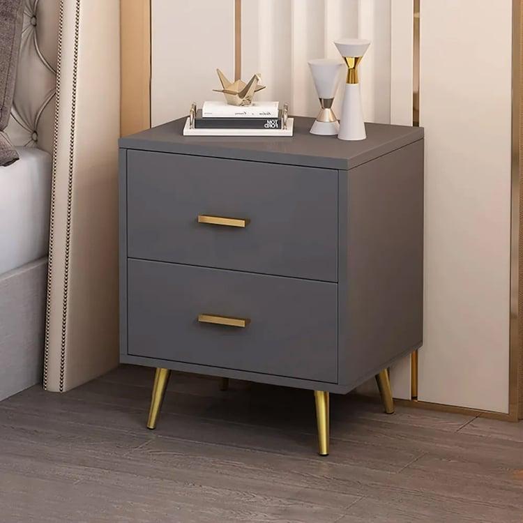 Nightstand with 2 Drawers, Grey Bedside Table, Wooden Side Table, Modern Style Night Stand End Table Drawer Dresser for Living Room Bedroom MLBZ09GU