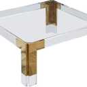 Meridian Furniture Casper Collection Modern | Contemporary Glass Top Coffee Table with Sturdy Stainless Steel and Acrylic Base, 36" W x 36" D x 16.5" H, Gold