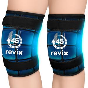 REVIX 2 Packs Knee Ice Pack Wrap, 45-Minute Long-Lasting Ice Pack for Knees with Ice Grid Gel Design, Reusable Gel Ice Wrap with Cold Compress Therapy for Thighs, Elbows, Calves & Legs (12" × 9.5")
