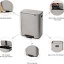 Brabantia Bo Pedal Bin 2 x 7.9 Gallon/30L (Soft Gray), Soft-Closing Kitchen Garbage Can, Step-On Trash Can with Removable Inner Buckets, PerfectFit Trash Bag Pack Included