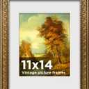 11x14 Vintage Picture Frames,Antique Picture Frame with White Mat for 8x10 Picture,Gold Frame for Wall Decor,1 Pack Ornate Picture Frame,Gold