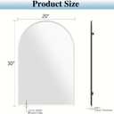 Frameless Bathroom Mirror, 20"x30" Arched Bathroom Vanity Mirrors for Beveled Edge, Arched Wall Mirror, Decorative Arch Mirrors for Bedroom, Entryway, Living Room