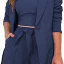 3 Piece Blazer Sets for Women Open Front Button Blazer + Crop Tops + Shorts Bottoms with Belt Business Suit Sets (XX-Large)