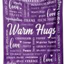 Afterprints Warm Hugs Healing Blanket - Get Well Gifts for Women After Surgery, Breast Cancer Gifts for Women Friends, Inspirational Blanket, Soft Comfort Throw Blankets 50"x60" (Purple)