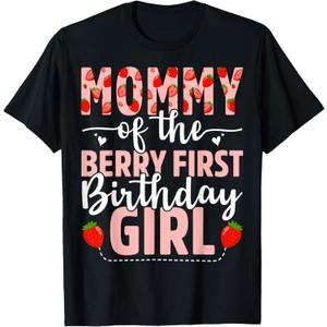 Mommy Of The Berry First Birthday Girl Sweet Strawberry T-Shirt, Size S