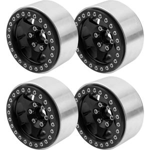 4Pack Aluminum Alloy 1.9" Beadlock Wheel Rims Hubs 6-Spoke Compatible with Traxxas TRX4 Axial SCX10 SCX10-II 90046 Wraith D90 D110 Tamiya CC01 1/10 RC Crawler Car (Black)