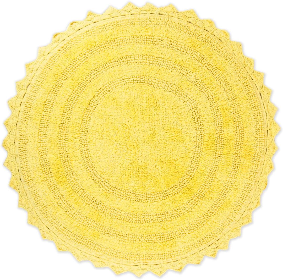 DII Crochet Collection Reversible Bath Mat, Round, 27.5" Diameter, Yellow