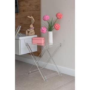 Acrylic Folding Tray with Curved Top - 22" H x 19" L x 15" W - Acrylic Table for Living Room, Bedroom & Kitchen - Portable Clear Table - Can Hold Weight Upto 20lbs (Storage Bag Included)