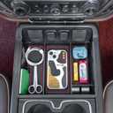 PIMCAR Center Console Organizer Tray for 2014-2018 Chevy Silverado GMC Sierra 1500 & 2015-2019 2500HD/3500HD Models - Custom Fit Storage Insert Accessories - Red Trim