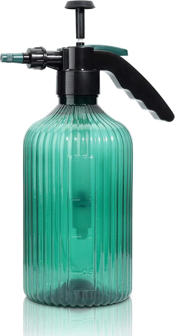 T4U Fine Mist Spray Bottle Plastic Green 2L, Hand Held Pressure Plant Mister with Top Pump, Empty Water Sprayer Watering Can with Adjustable Nozzle for Indoor and Outdoor Gardening and Home Cleaning