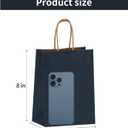 Joybe 50 Pack 5.95x3.25x8 Inch Small Navy Blue Paper Bags with Handles Bulk, Kraft Paper Gift Bags for Birthday Party Favors Grocery Retail Shopping Business Goody Merchandise Craft Blank Sacks