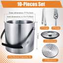 10 PCS 2 Set 3L Portable Ice Buckets for Parties Stainless Steel Double-Wall Insulated Ice Bucket with Lid, Scoop, Tongs Ideal for Cocktail Bar, Outdoor Events & Keeps Drink Frozen Longer