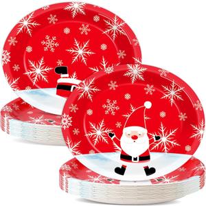 Qyeahkj 50 Pcs Winter Oval Paper Plates Large 11" Disposable Winter Snowflakes Platters Decorations Supplies for Xmas Holiday Party Dinner Gathering Heavy Duty Dish Tableware Decor