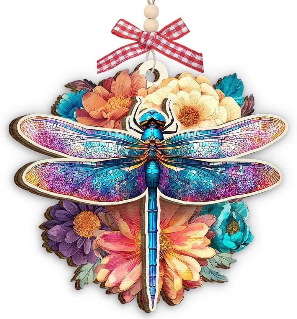3 x Dragonfly Christmas Ornament 2025 - Dragonfly Gifts for Women Men, Gifts for Insect Lovers, Dragon Fly Lovers, Dragon Fly Themed Gift, Dragonflies Memorial Wooden Ornaments for Tree Decorations