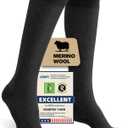 Merino Wool Compression Socks for Women Men, 15-20 mmHg Knee High Socks for Flying, Travel, Running