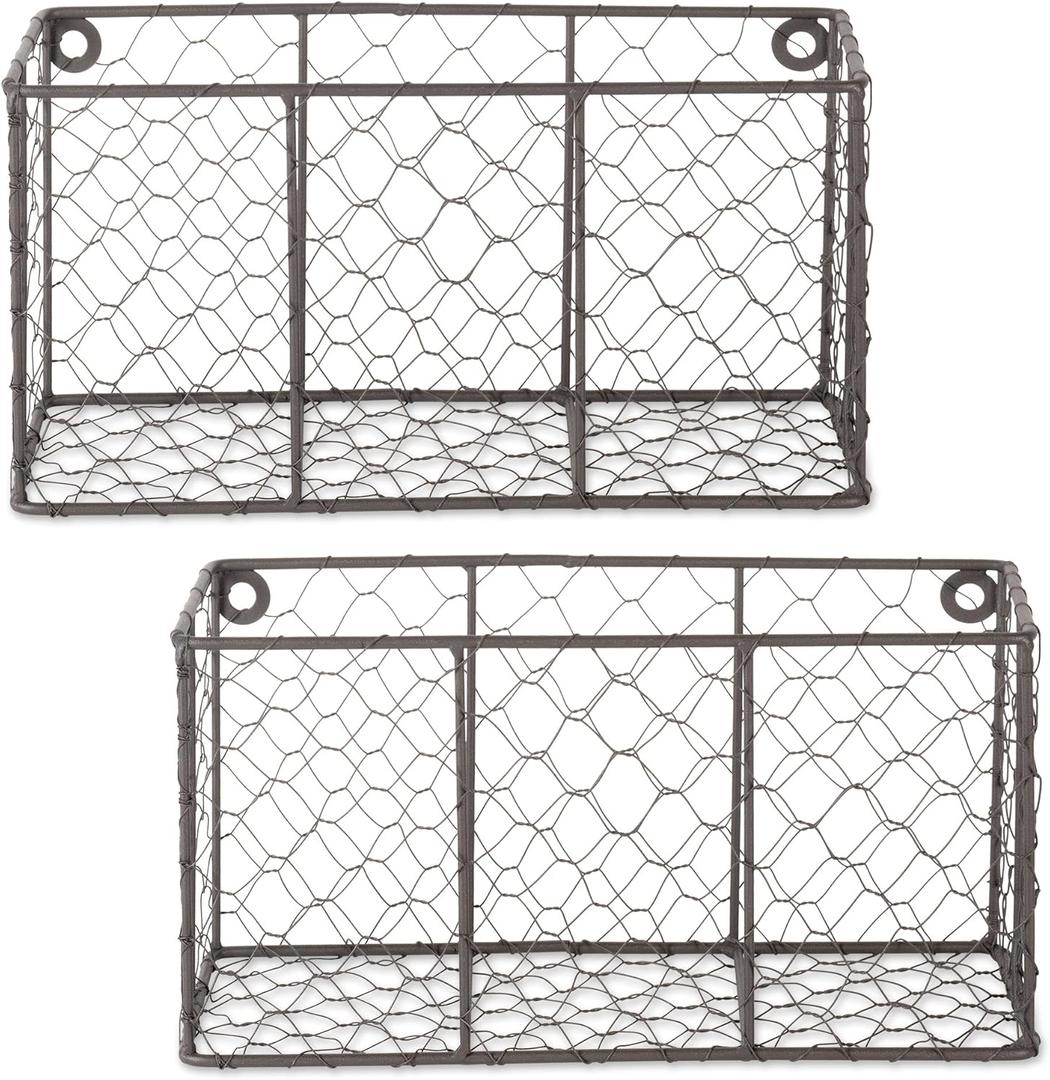 DII Chicken Wire Collection Farmhouse Vintage Wall Baskets, Small Basket, Vintage Grey