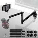 M05 Boom Arm, 360 Rotatable Microphone Stand with Desk Mount, Foldable Desk Mic Arm with 3/8'' to 5/8'' Screw Adapter, Microphone Arm for Live Streaming, Gaming, Podcasting, Radio (BlackLow Profile))